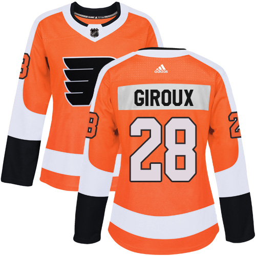 Adidas Philadelphia Flyers 28 Claude Giroux Orange Home Authentic Women Stitched NHL Jersey